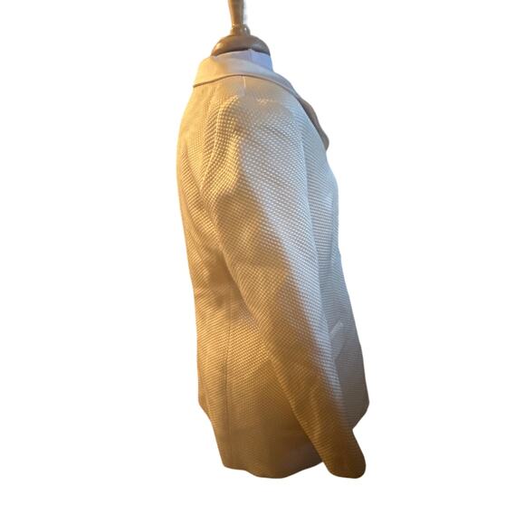 Vtg M Women Rickie Freeman Teri Jon Saks Suit Blazer Ivory Jacket Coat Textured - Picture 6 of 7